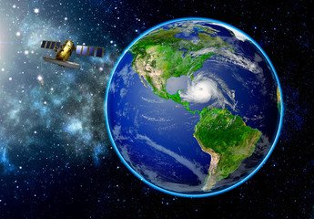 Wall Mural - satellite observing the development of a tropical hurricane approaching the us. elements of this ima