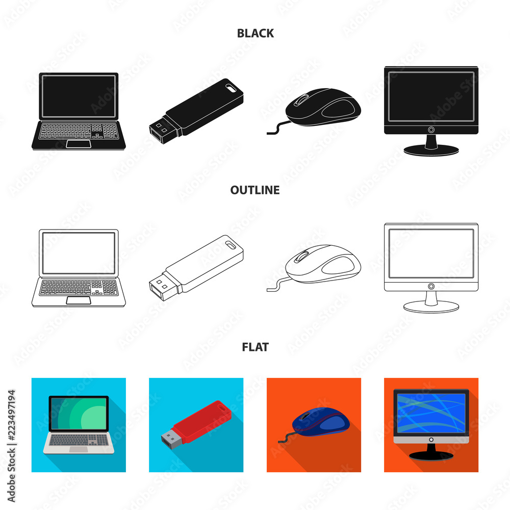 Isolated object of laptop and device sign. Collection of laptop and ...
