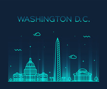Washington D. C. USA Vector Linear Art Style City