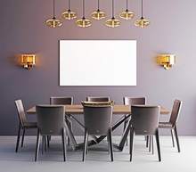 Mock Up Poster In Dining Room, Contemporary Background
