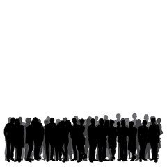 Wall Mural - isolated, silhouette of a crowd, group of people