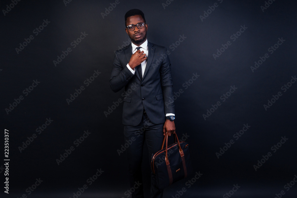 handsome black successful and rich american businessman in dark suit ...