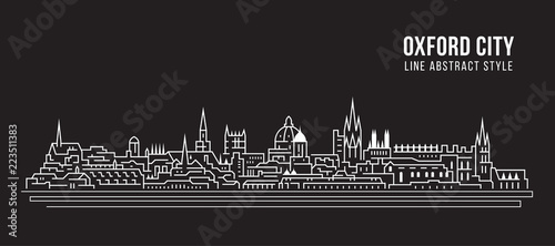 Fotografía Cityscape Building Line art Vector Illustration design - Oxford city