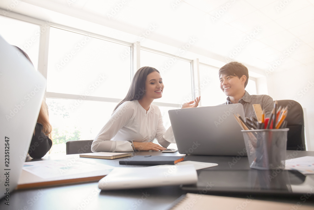 Meeting of business team working in office