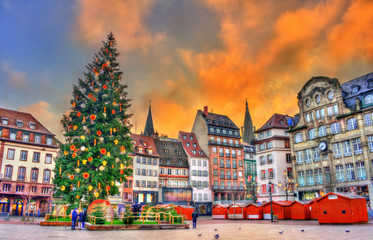 Sticker - Christmas tree at the Christmas Market in Strasbourg, France