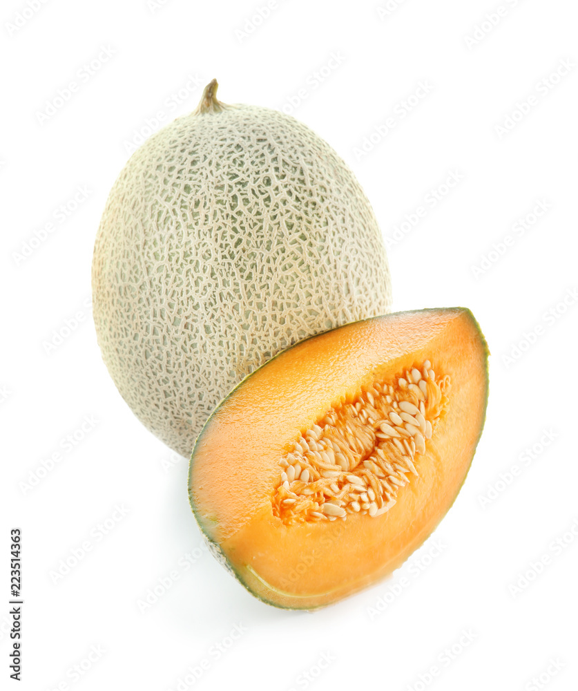 Ripe melons on white background