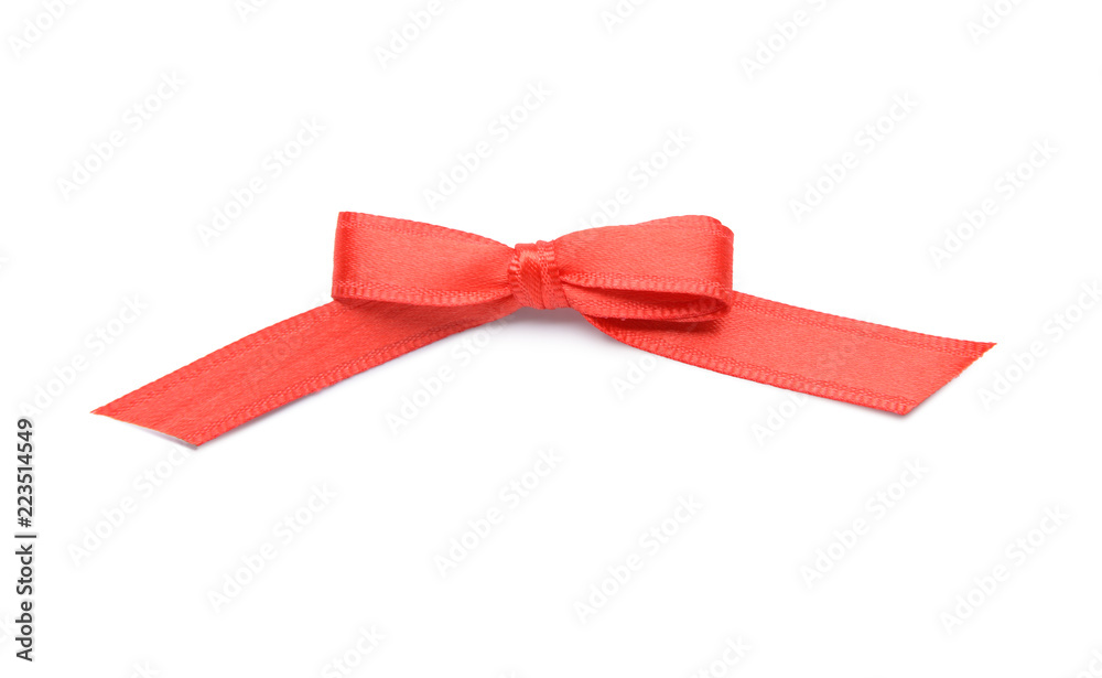 Beautiful bow from red ribbon on white background