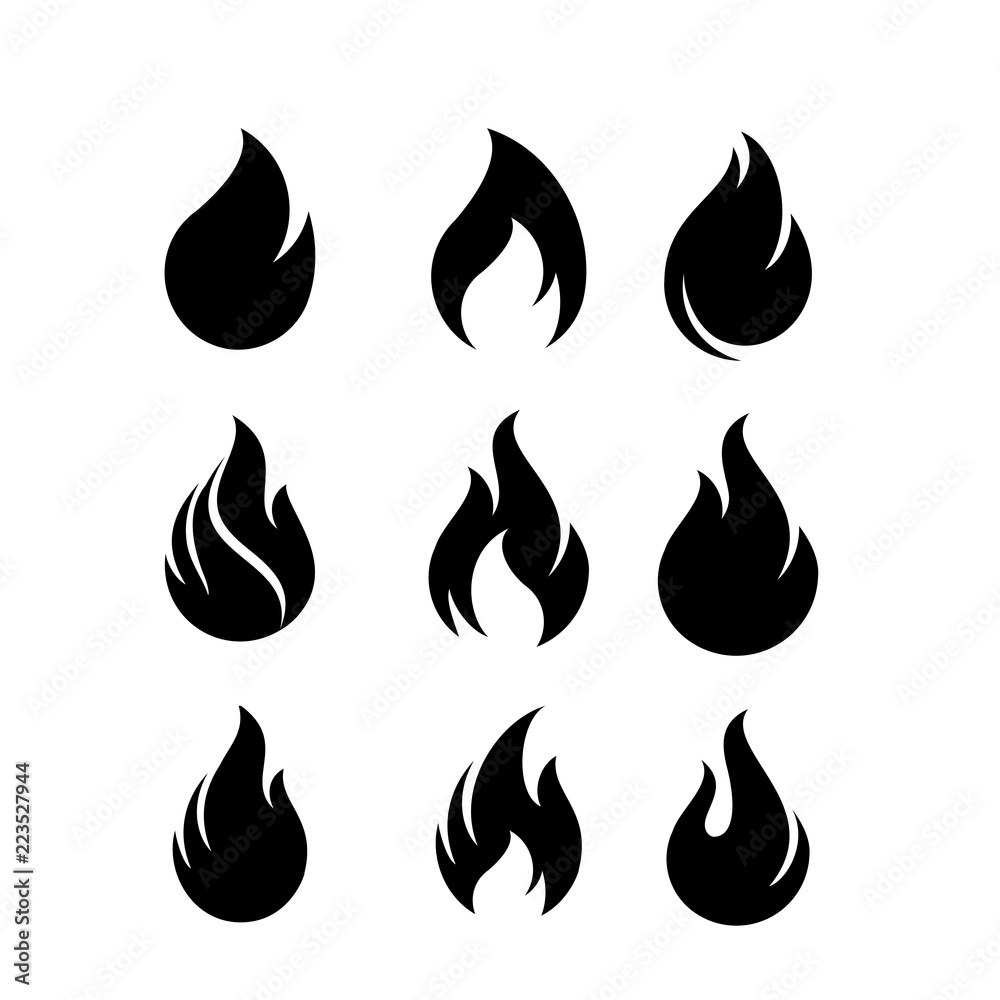 Fire flames, set Logo design inspiration vector icons Stock Vector ...