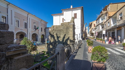 Wall Mural - Typical medieval narrow street in beautiful town of Albano Laziale timelapse hyperlapse, Italy