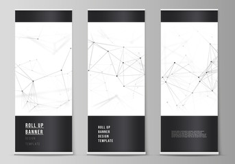 Wall Mural - the vector layout of roll up banner stands, vertical flyers, flags design business templates. techno