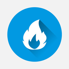 Wall Mural - Vector illustration fire on blue background. Flat image fire with long shadow. Layers grouped for easy editing illustration. For your design.