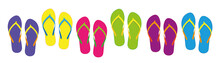 Set With Colorful Summer Flip Flops For Beach Holiday Different Colors