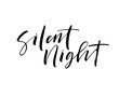 Silent night card. Hand drawn brush style modern calligraphy. Vector illustration of handwritten lettering. 