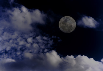  Attractive photo of super moon background night sky with cloudy and bright full moon.  The moon were NOT furnished by NASA.