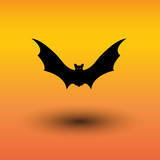 Fototapeta Dinusie - Bat icon on orange background
