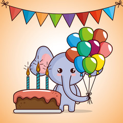 happy birthday card with cute elephant