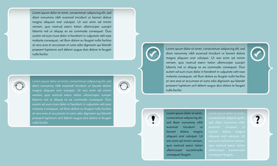 Poster - Four text frame for your text and brackets, checkbox, arrows, exclamation mark, question mark.