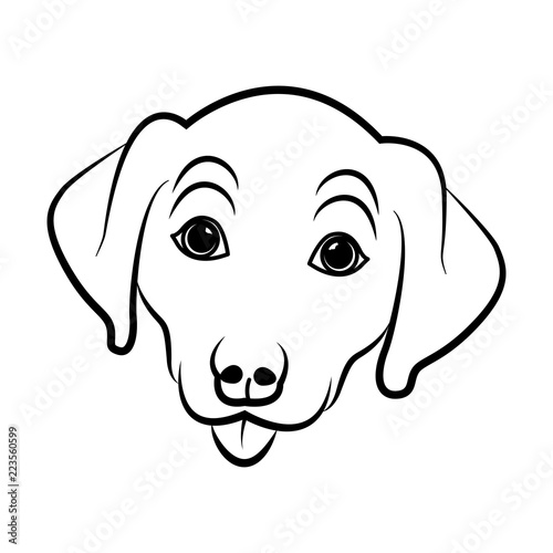 Fotografie, Obraz Vector illustration of a dog's head for coloring book, testa di cane vettoriale