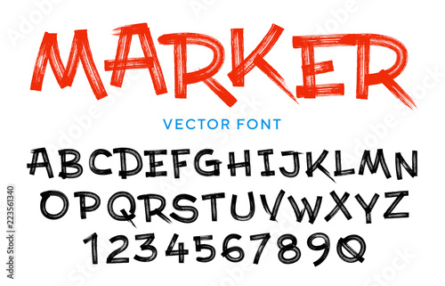 Cuadros en Lienzo Vector stylized artistic font made of marker strokes