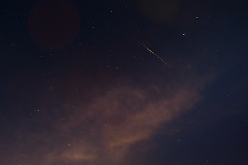 sky with stars, comet and nebula