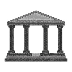 Poster - bank building isolated icon