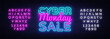 © Ivan - Cyber Monday Vector, discount sale concept illustration in neon style, online shopping and marketing concept. Neon luminous signboard, bright banner, luminous advertisement. Editing text neon sign