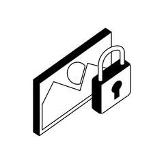 Canvas Print - data security padlock with picture