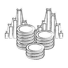 Wall Mural - stacked coin money statistics chart business