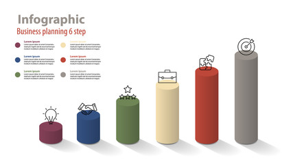 Wall Mural - infographic element design 6 step, infochart planning