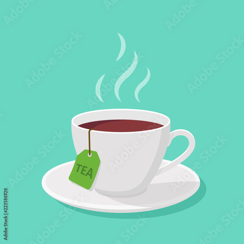 Fotografía Mug With tea and steam in a flat style - vector clipart.