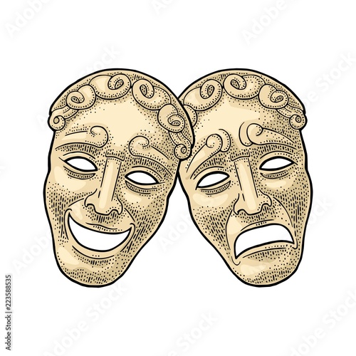 Fotomural Comedy and tragedy theater masks
