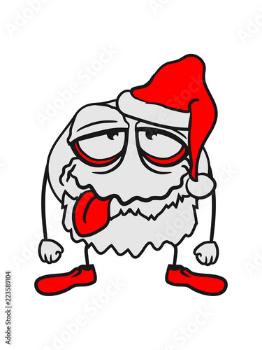 Weihnachten Weihnachtsmann Nikolaus Geschenke Monster Stehen Alt Kopf Grossvater Opa Bart Gesicht Kopf Betrunken Verwirrt Frech Comic Cartoon Clipart Cool Stock Illustration Adobe Stock