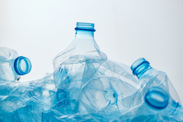 crushed plastic bottles heap