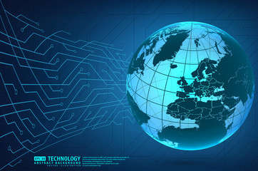 Abstract technology background with world globe