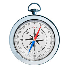 Poster - Silver Magnetic Compass, 3d rendering