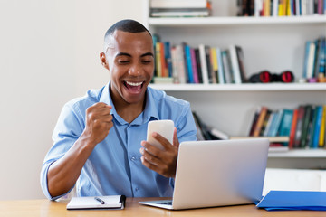 African american businessman making money