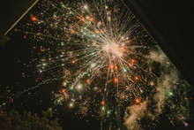 Low Angle View Of Colorful Firework Display At Night