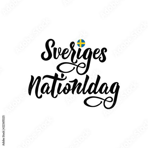 Swedish Text Happy Sweden Flag Day Lettering Calligraphy Vector Illustration Sveriges Nationaldag Stock Vector Adobe Stock