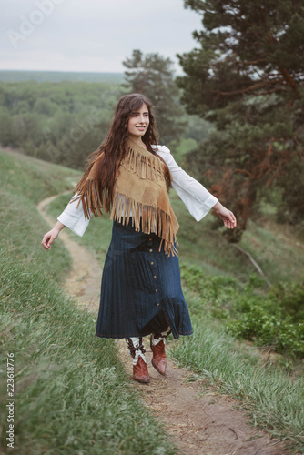 denim skirt cowboy boots