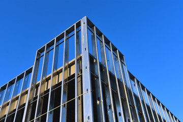 Wall Mural - Steel framing members of new commercial building under construction.