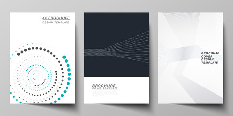 Poster - The vector illustration of the editable layout of A4 format cover mockups design templates with geometric background made from dots, circles for brochure, magazine, flyer, booklet, annual report.