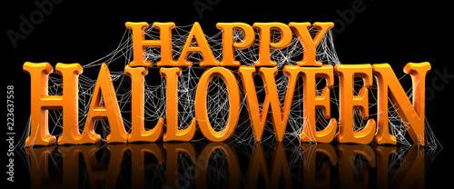Fotografía Happy Halloween covered in spider webs
