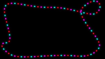 Poster - Bright frame with christmas lights, 3d rendering background, element for design, computer generating