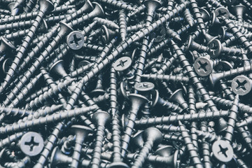 Canvas Print - Black self-tapping screw. Screws for construction work.