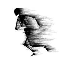 Human Skeleton Running. Particles Trail. Halloween Party Design Template