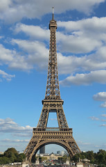 Wall Mural - big Eiffel Tower with blue sky and clouds from the Trocadero in