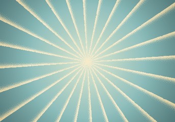Wall Mural - Dotwork sun rays card with stippled dots in vintage or grungy tattoo retro style