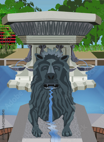 Fotomural Lion Fountain in Ponce, Puerto Rico