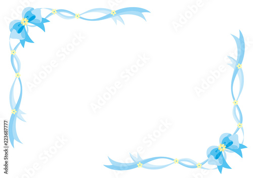コーナーリボンフレーム ブルー Stock Vector Adobe Stock