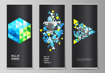 Wall Mural - the vector illustration of the editable layout of roll up banner stands, vertical flyers, flags desi